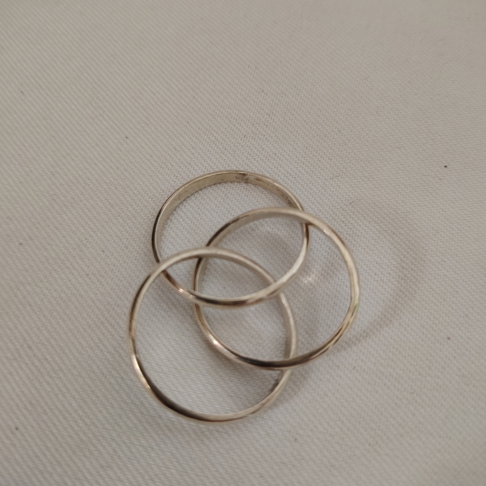 💍Vintage Interlocking 925 Sterling Silver Bands 5.7g. Size 9 - Picture 3 of 5